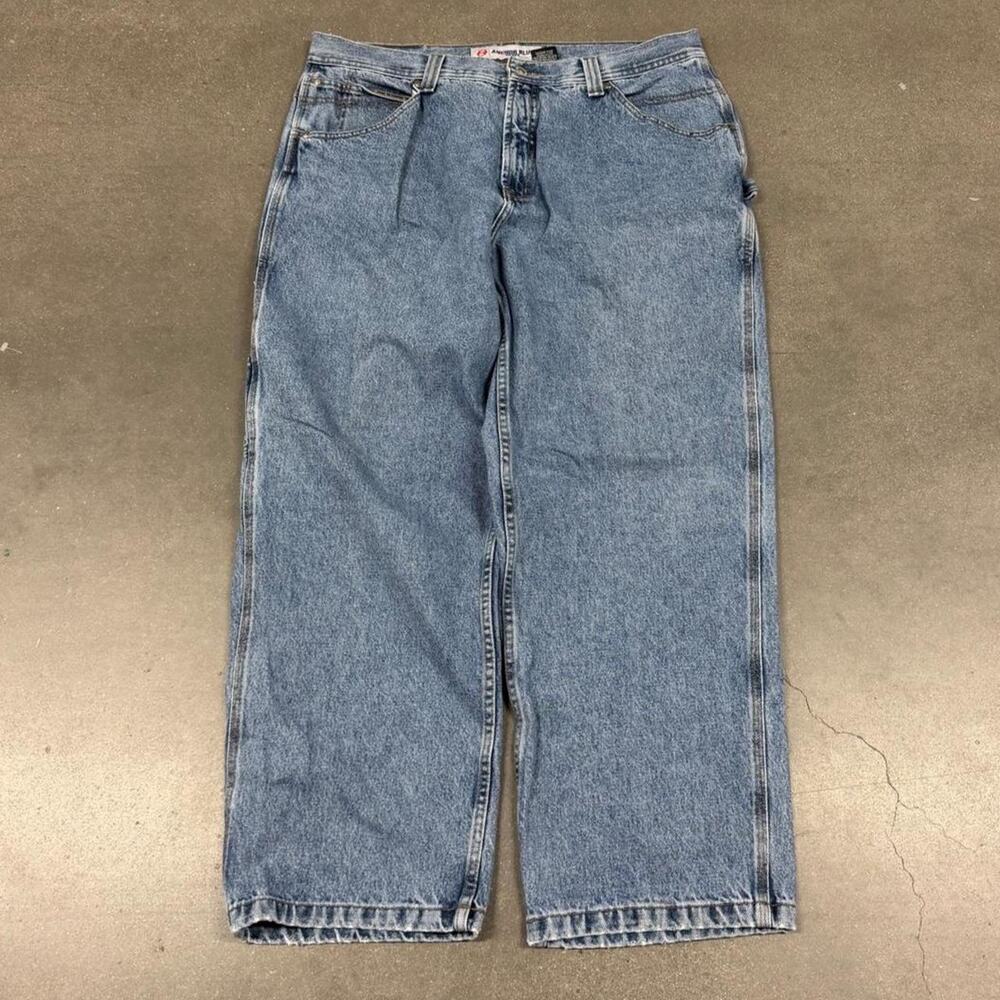Anchor Blue Baggy Carpenter Jeans Mens 38x28 Wide Leg Y2K Skater